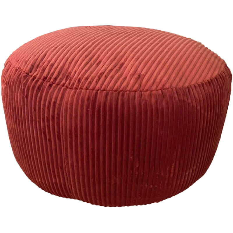 Pouf Relaxdays, cord, HxP : 25 x 35 cm, rembourrage en polystyrène, coussin rond, tabouret de salon, pouf, rouille