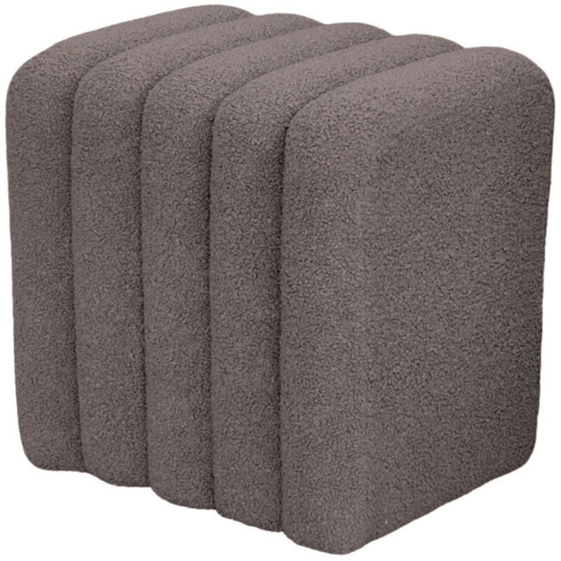 Pouf rembourré en tissu bouclette - Taupe - Leto