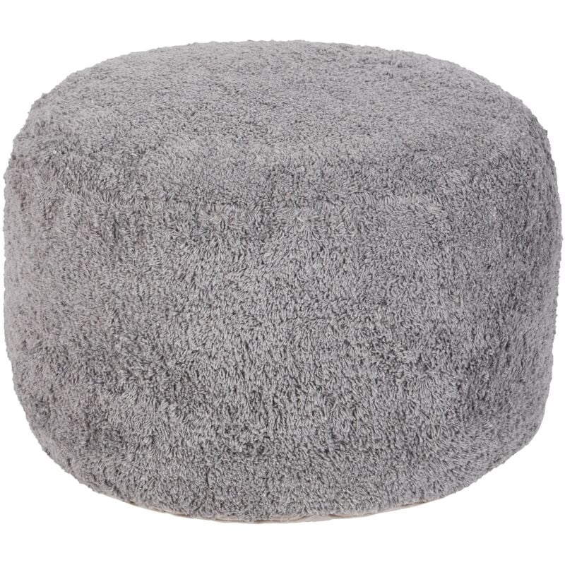 Pouf Repose-Pieds Boho Moderne en Coton 50 x 35 cm Housse Amovible Fait Main Gris Kandhkot