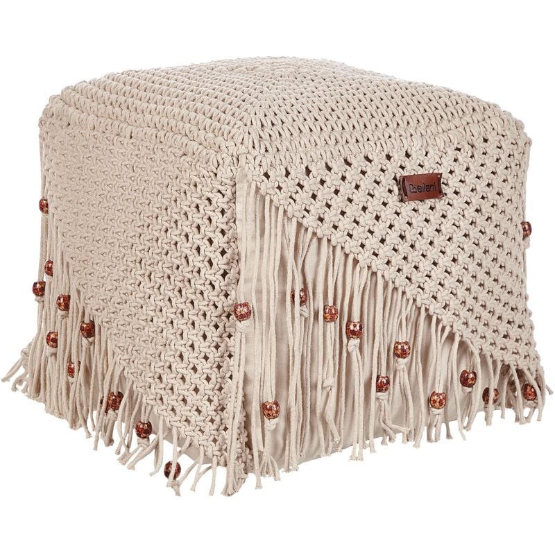 Pouf Repose-Pieds en Coton 40 x 40 x 40 cm Salon Bureau Chambre Beige Dandai