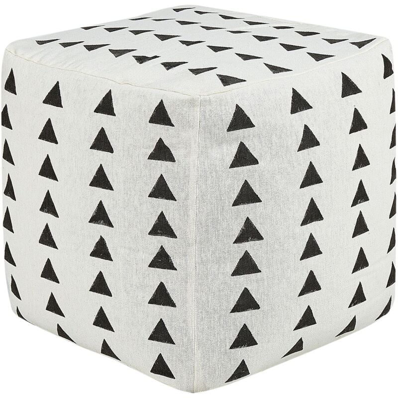 Pouf Repose-Pieds en Coton 45 x 45 cm Salon Bureau Blanc et Noir Tarodi