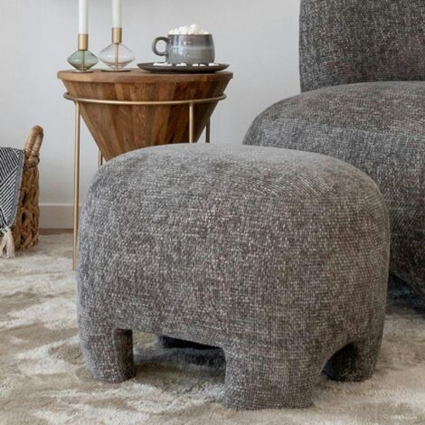 Pouf repose-pieds gris sur 4 pieds BERLIN