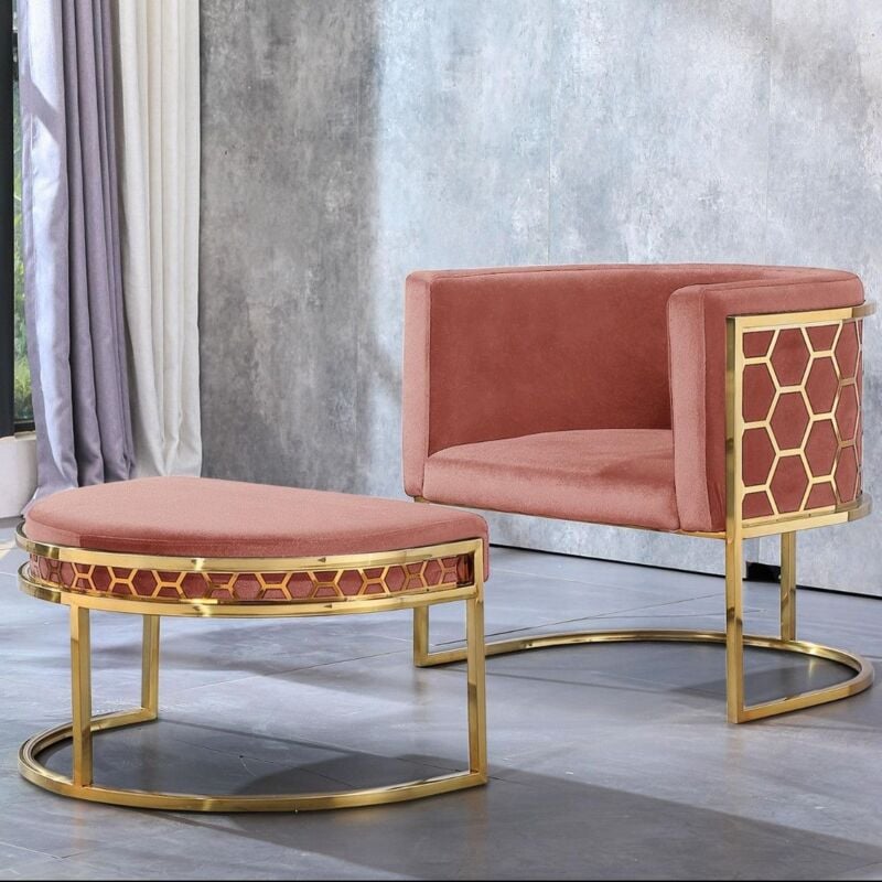 Pouf / repose-pieds Honey Velours Rose