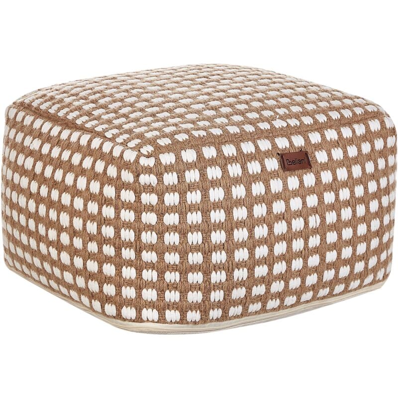Pouf Repose-Pieds Moderne en Coton 50 x 50 x 30 cm Salon Bureau Hall Beige Chilar