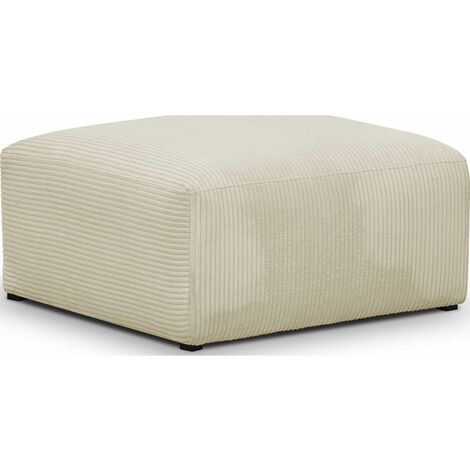 Pouf / repose-pieds modulable en velours côtelé beige - Modulo