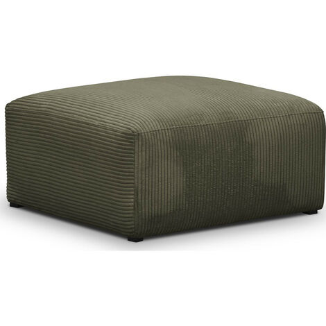 Pouf / repose-pieds modulable en velours côtelé vert kaki - Modulo
