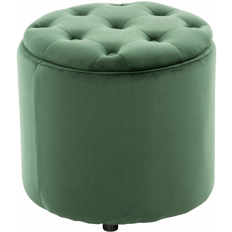 CLP - Tabouret bas Pantin en velours avec espace de rangement Vert