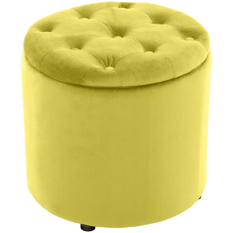 Légant récipient en velours pouf avec couvercle piquier dans différentes couleurs colore : Jaune