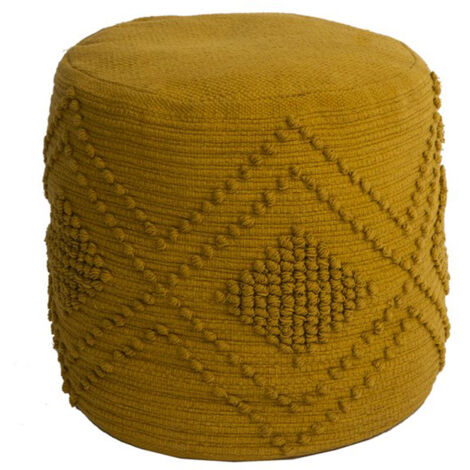 Pouf rond 35x40 cm en coton moutarde - RINGLY