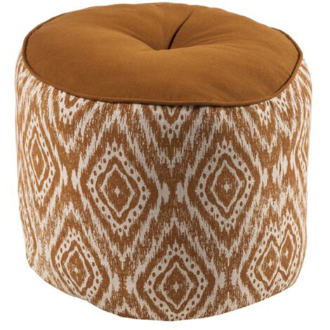 Pouf rond 40x30 cm en tissu imprimé camel - OLDY