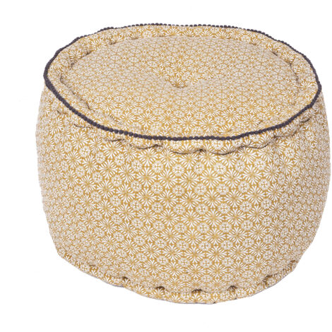 Pouf rond 40x40x30 cm en coton curry - CHAMBRAY