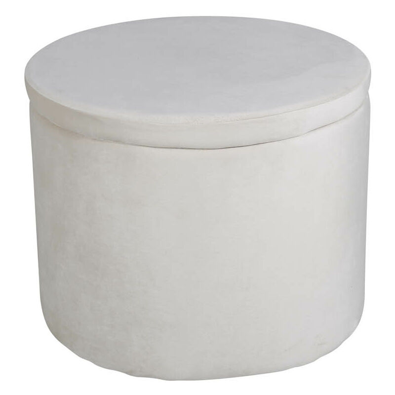 Dunken pouf ,repose-pieds avec rangement Ø51cm velours beige.