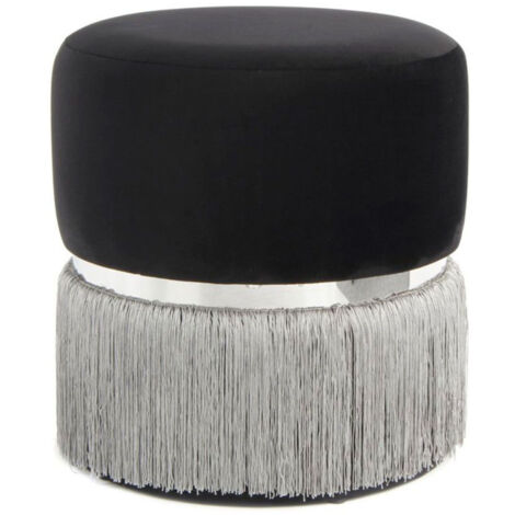 Pouf Rond Bicolore "Rebecca" 44cm Noir & Gris