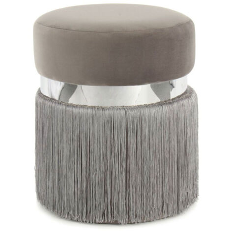 Pouf Rond Bicolore "Rebecca" 45cm Gris & Argent
