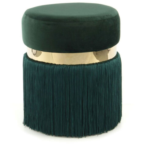 Pouf Rond Bicolore "Rebecca" 45cm Vert & Or