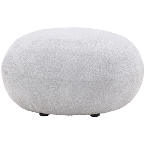 Pouf Rond Bouclette "Bologna" 74cm Gris Clair