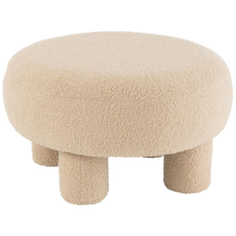 Pouf Rond Bouclette "Teddy" 52cm Beige