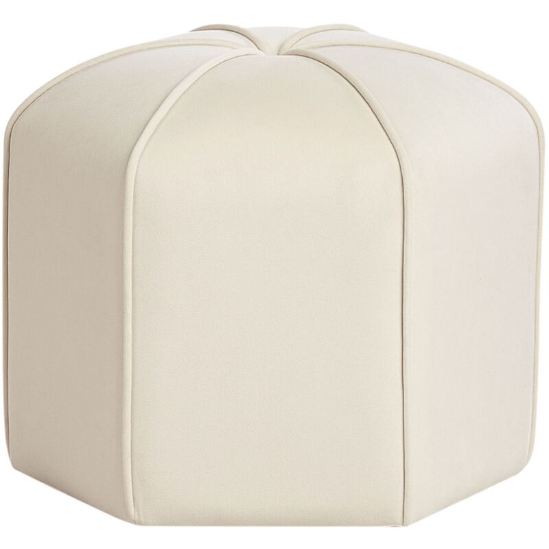 Pouf Rond de Chambre Salon Moderne Repose-Pieds en Velours Beige Clair Wishek