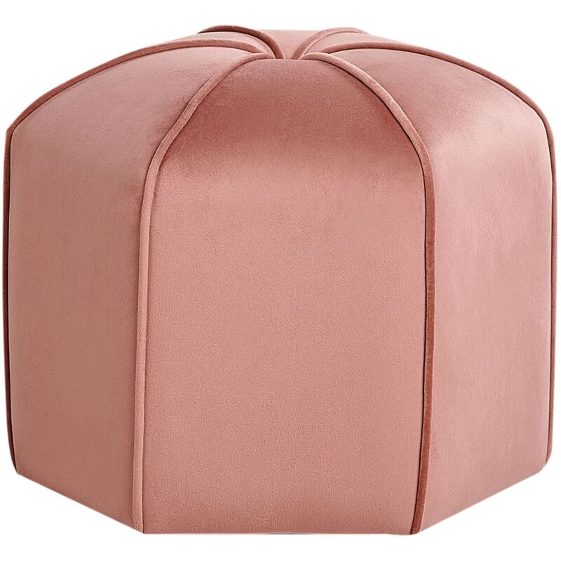 Pouf Rond de Chambre Salon Moderne Repose-Pieds en Velours Rose Wishek