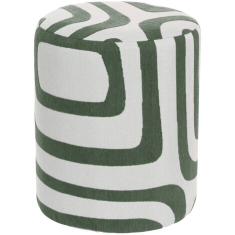 Pouf Rond Delor Vert Cèdre et Blanc 30x36 cm - Atmosphera créateur d'intérieur
