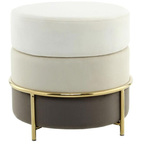 Pouf Rond Design en Velours "Matilda" 48cm Crème