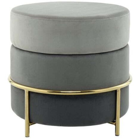 Pouf Rond Design en Velours "Matilda" 48cm Gris