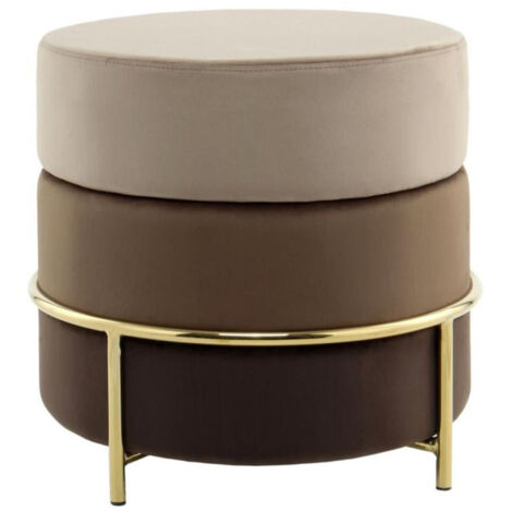 Pouf Rond Design en Velours "Matilda" 48cm Marron