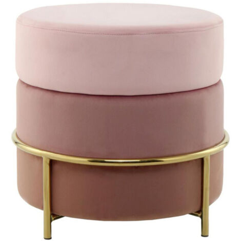 Pouf Rond Design en Velours "Matilda" 48cm Rose