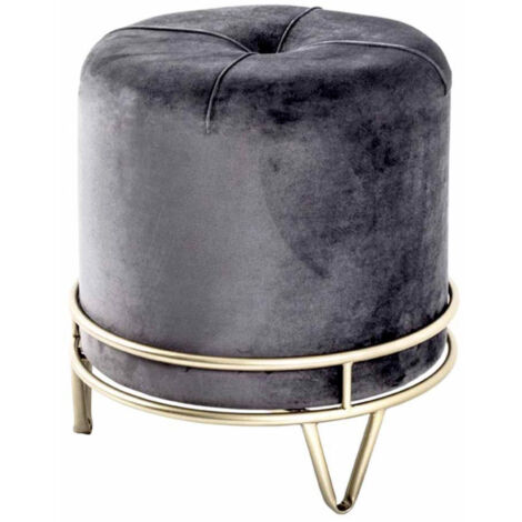 Pouf Rond Design "Love Is All" 40cm Gris