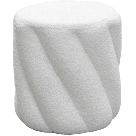 Pouf rond en tissu bouclette ø37cm - Blanc - Mallow