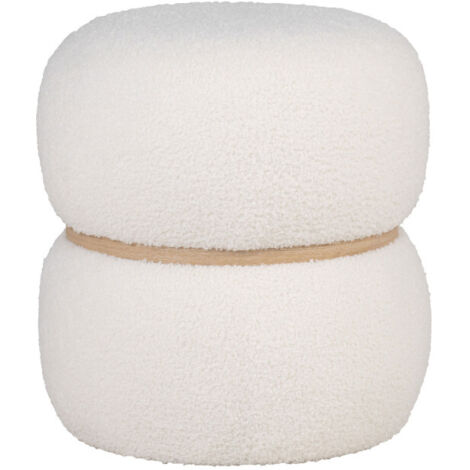 Pouf rond en tissu bouclette ø38cm - Blanc - MILFORD