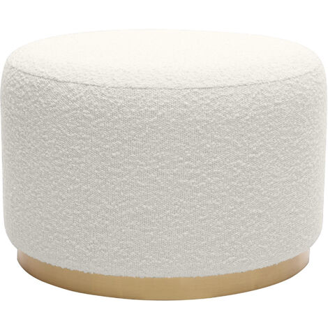 Pouf Rond Amaya En Velours Bleu Marine Avec Pied Métal Doré - Diamètre 40 Cm - Décoration Design Salon Chambre - 6