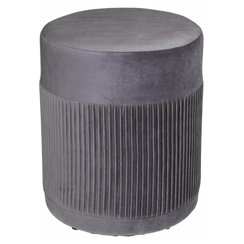 Pouf Rond en Velours 38 cm - Gris Silumen