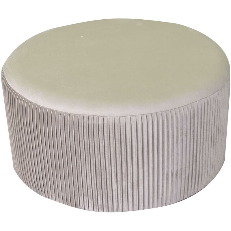 Pouf rond en velours beige cm ø56h28