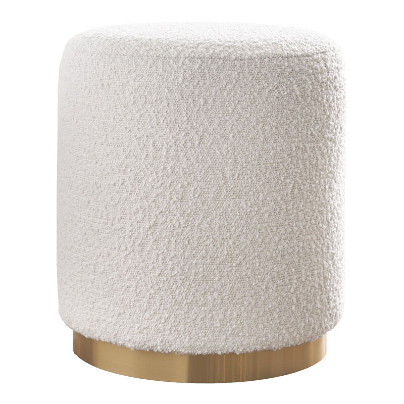 Miliboo - Pouf rond en tissu effet laine bouclée blanc cassé et métal doré D40 cm amaya Miliboo - Pouf rond en tissu effet laine bouclée blanc cassé et métal doré D40 cm amaya