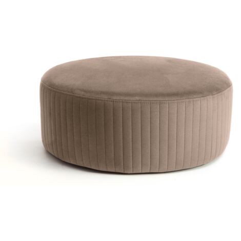 Pouf rond en velours KARA – Confort absolu-Marron clair