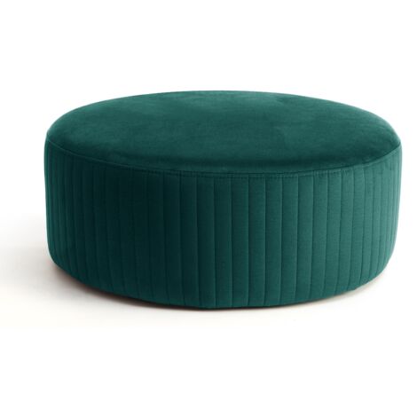 Pouf rond en velours KARA – Confort absolu-Vert