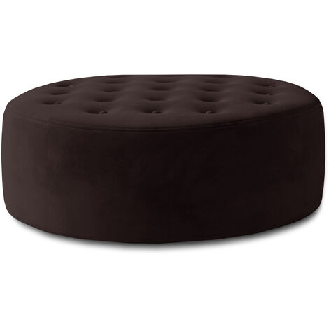 Pouf rond matelassé velours marron foncé Styla 70cm