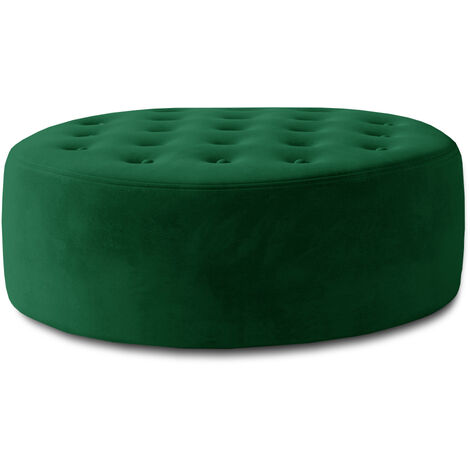 Pouf rond matelassé velours vert Styla 70cm