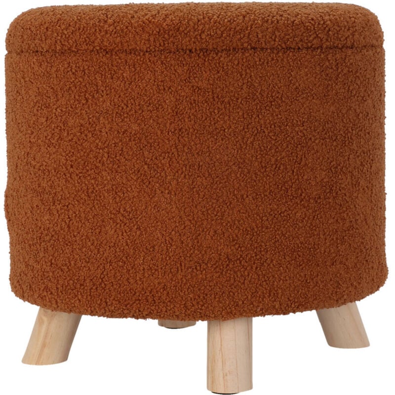 Pouf rond rembourré avec rangement teddy, ø 40 x 37 cm