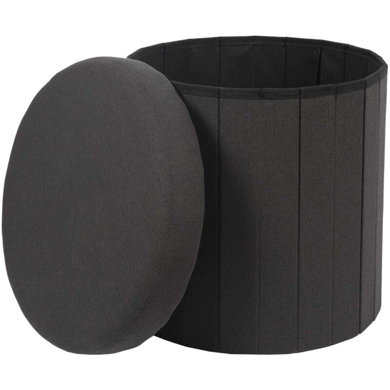 Pouf rond ROUNDO avec rangement, noir