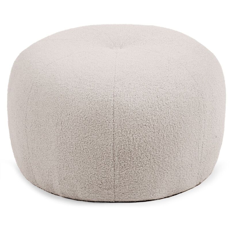 Cotecosy - Pouf rond style cocooning Ø55cm Kapilou Tissu bouclette Beige