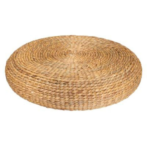 Pouf Rond Tressé "Wonderly" 55cm Beige