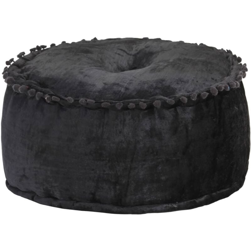 Pouf Rond Velours 40x20 cm Anthracite Vidaxl