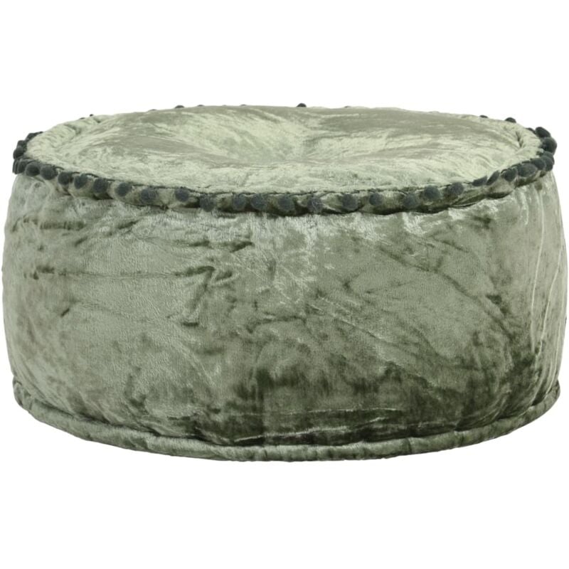 Pouf Rond Velours 40x20 cm Vert Vidaxl
