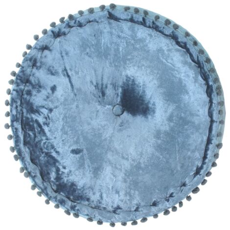 Pouf Rond Velours 40x20 cm Bleu CFW395076