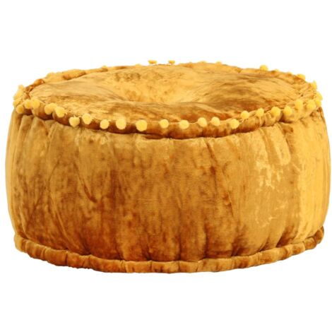 Vidaxl – Pouf rond en velours 40x20 cm – Couleur moutarde – Rempli de fibres pour confort optimal – Décoratif et fonctionnel