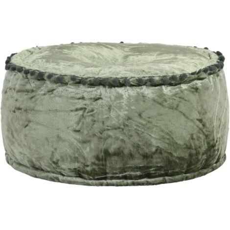 Vidaxl – Pouf rond en velours 40x20 cm – Couleur vert – Remplissage fibre pour confort – Décoratif et fonctionnel pour intérieur