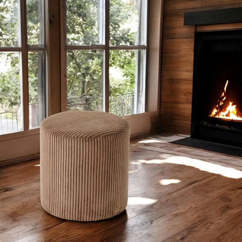 Pouf rond velours côtelé camel (lot de 2) malmoe