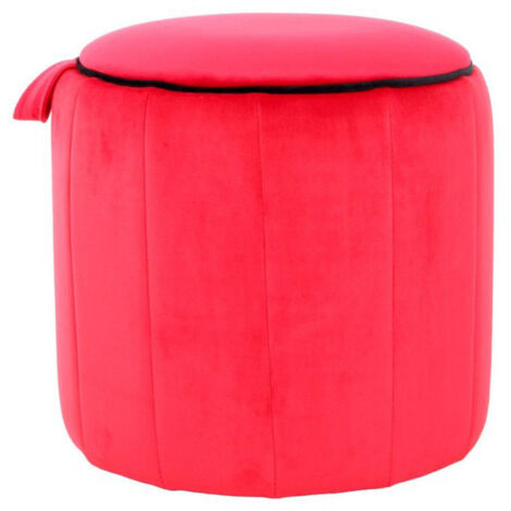 Pouf Rond Velours "Reese" 43cm Rouge